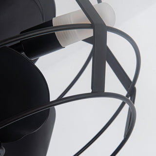 12" Industrial DC Motor Satin Nickel Flush Mount Reversible Iron Ceiling Fan with Lighting and Remote Control - ParrotUncle