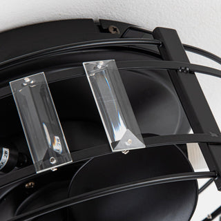 13" Industrial DC Motor Flush Mount Reversible Crystal Ceiling Fan with Lighting and Remote Control - ParrotUncle