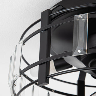 13" Industrial DC Motor Flush Mount Reversible Crystal Ceiling Fan with Lighting and Remote Control - ParrotUncle