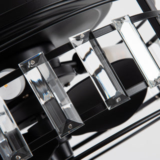 13" Industrial DC Motor Flush Mount Reversible Crystal Ceiling Fan with Lighting and Remote Control - ParrotUncle