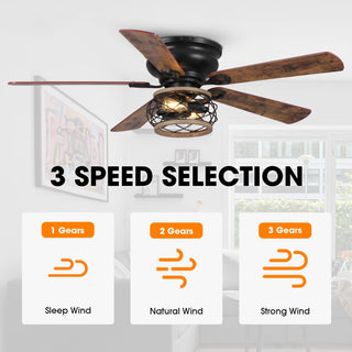 48"Antwerp Farmhouse Flush Mount Reversible Ceiling Fan with Lighting and Remote Control