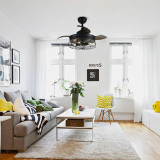 36" Benally Industrial Downrod Mount Ceiling Fan with Lighting and Remote Control - ParrotUncle