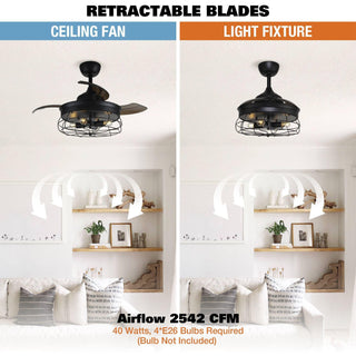 36" Benally Industrial Downrod Mount Ceiling Fan with Lighting and Remote Control - ParrotUncle