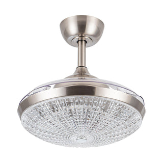 36" Brownesville Modern Chrome Downrod Mount Crystal Ceiling Fan with Lighting and Remote Control - ParrotUncle