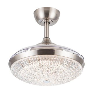 36" Brownesville Modern Chrome Downrod Mount Crystal Ceiling Fan with Lighting and Remote Control - ParrotUncle