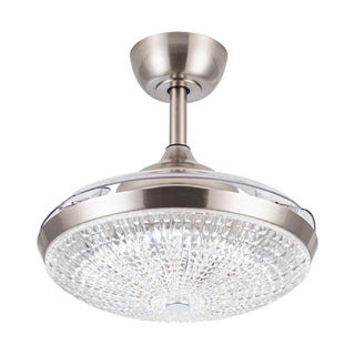 36" Brownesville Modern Chrome Downrod Mount Crystal Ceiling Fan with Lighting and Remote Control - ParrotUncle