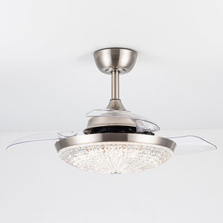 36" Brownesville Modern Chrome Downrod Mount Crystal Ceiling Fan with Lighting and Remote Control - ParrotUncle