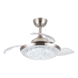 36" Brownesville Modern Chrome Downrod Mount Crystal Ceiling Fan with Lighting and Remote Control - ParrotUncle