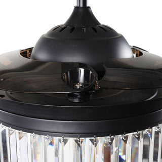 42" Industrial Downrod Mount Crystal Ceiling Fan with Lighting and Remote Control - ParrotUncle