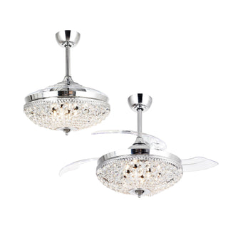 42" Servantes Modern Downrod Mount Crystal Ceiling Fan with Lighting and Remote Control - ParrotUncle