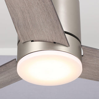 48" Modern Satin Nickel Flush Mount Reversible Ceiling Fan with Lighting and Remote Control - ParrotUncle