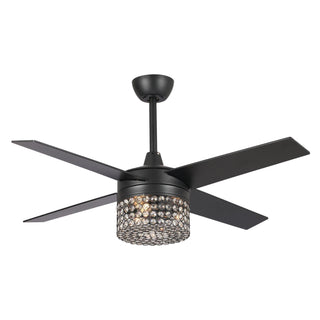 48" Pune Modern Downrod Mount Reversible Crystal Ceiling Fan with Lighting and Remote Control - ParrotUncle