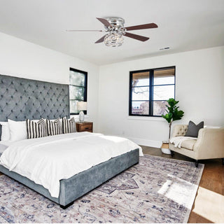 48" Traditional Chrome Flush Mount Reversible Crystal Ceiling Fan with Lighting and Remote Control - ParrotUncle