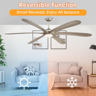 72" Jaydn Farmhouse Satin Nickel DC Motor Downrod Mount Reversible Ceiling Fan with Lighting and Remote Control