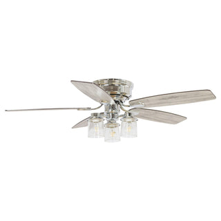 52" Bangatore Modern Chrome Flush Mount Reversible Ceiling Fan with Lighting and Remote Control - ParrotUncle