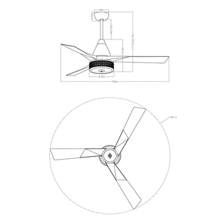 52" Farmhouse Satin Nickel Downrod Mount Reversible Crystal Ceiling Fan with Lighting and Remote Control - ParrotUncle