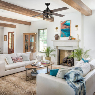 52" Mirelle Farmhouse Downrod Mount Reversible Ceiling Fan with Lighting and Remote Control - ParrotUncle