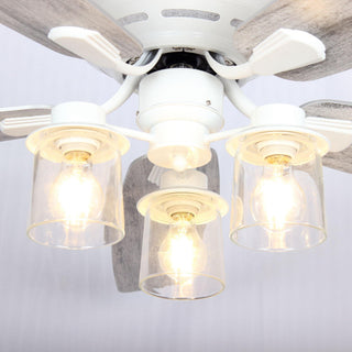 52" Modern Flush Mount Reversible Ceiling Fan with Lighting and Remote Control - ParrotUncle