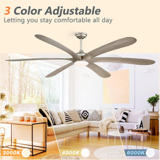 72" Jaydn Farmhouse Satin Nickel DC Motor Downrod Mount Reversible Ceiling Fan with Lighting and Remote Control