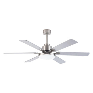 60" Lucknow Modern Satin Nickel DC Motor Downrod Mount Reversible Ceiling Fan with Lighting and Remote Control - ParrotUncle