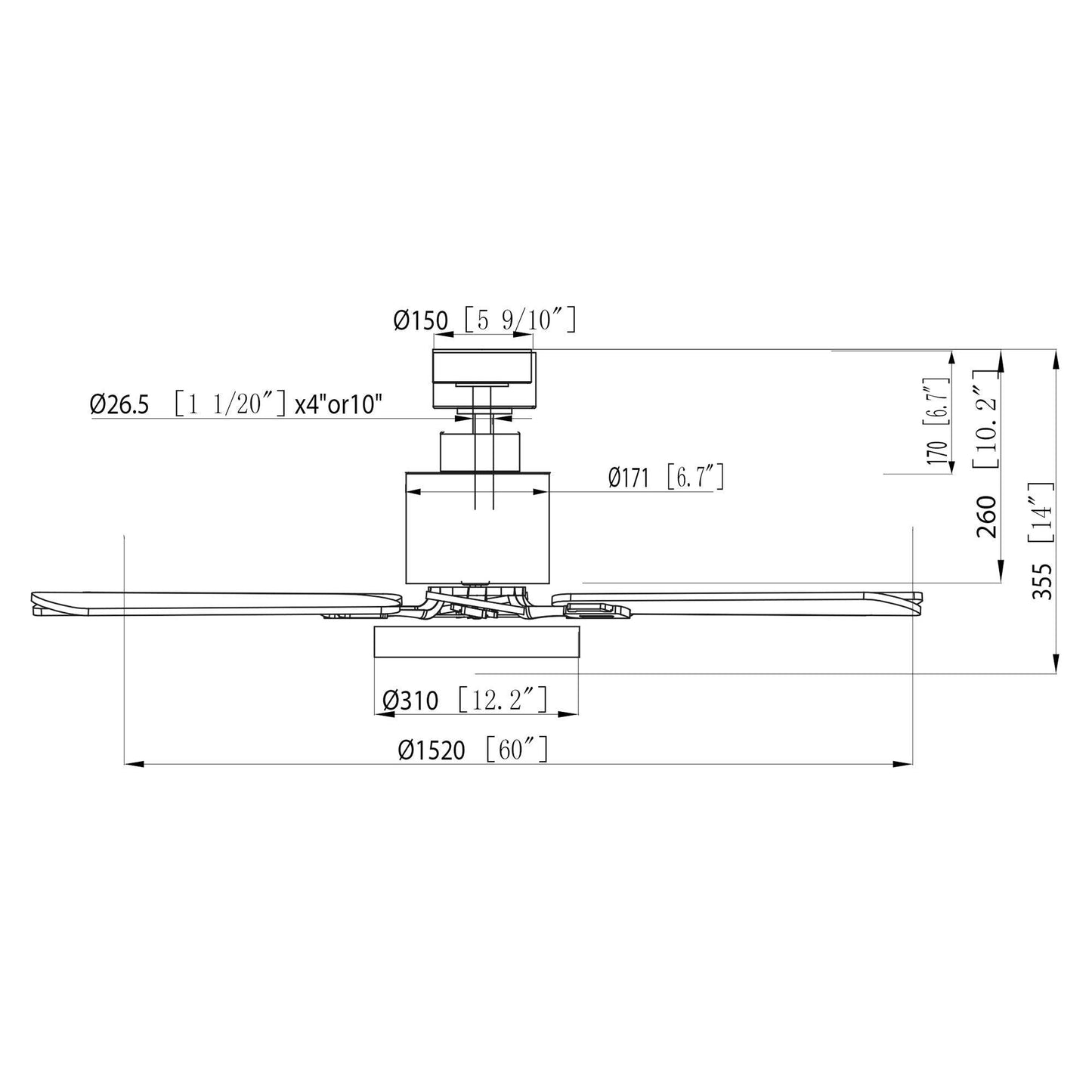 60" Modern DC Motor Downrod Mount Reversible Ceiling Fan with Lighting and Remote Control - ParrotUncle