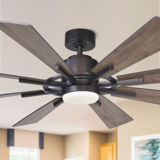 60" Oretha Windmill Modern DC Motor Downrod Mount Reversible Ceiling Fan with Lighting and Remote Control - ParrotUncle