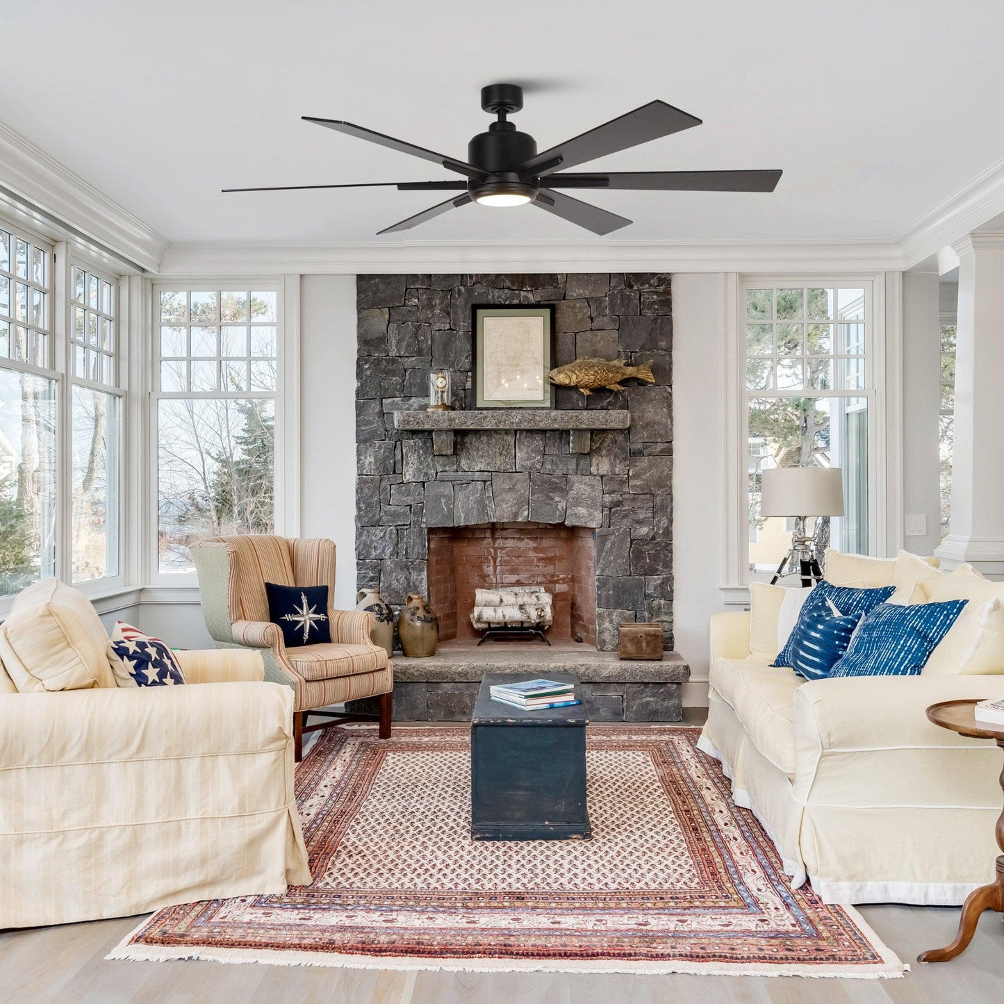 65" Balachandran Industrial Downrod Mount Ceiling Fan with Lighting and Remote Control - ParrotUncle