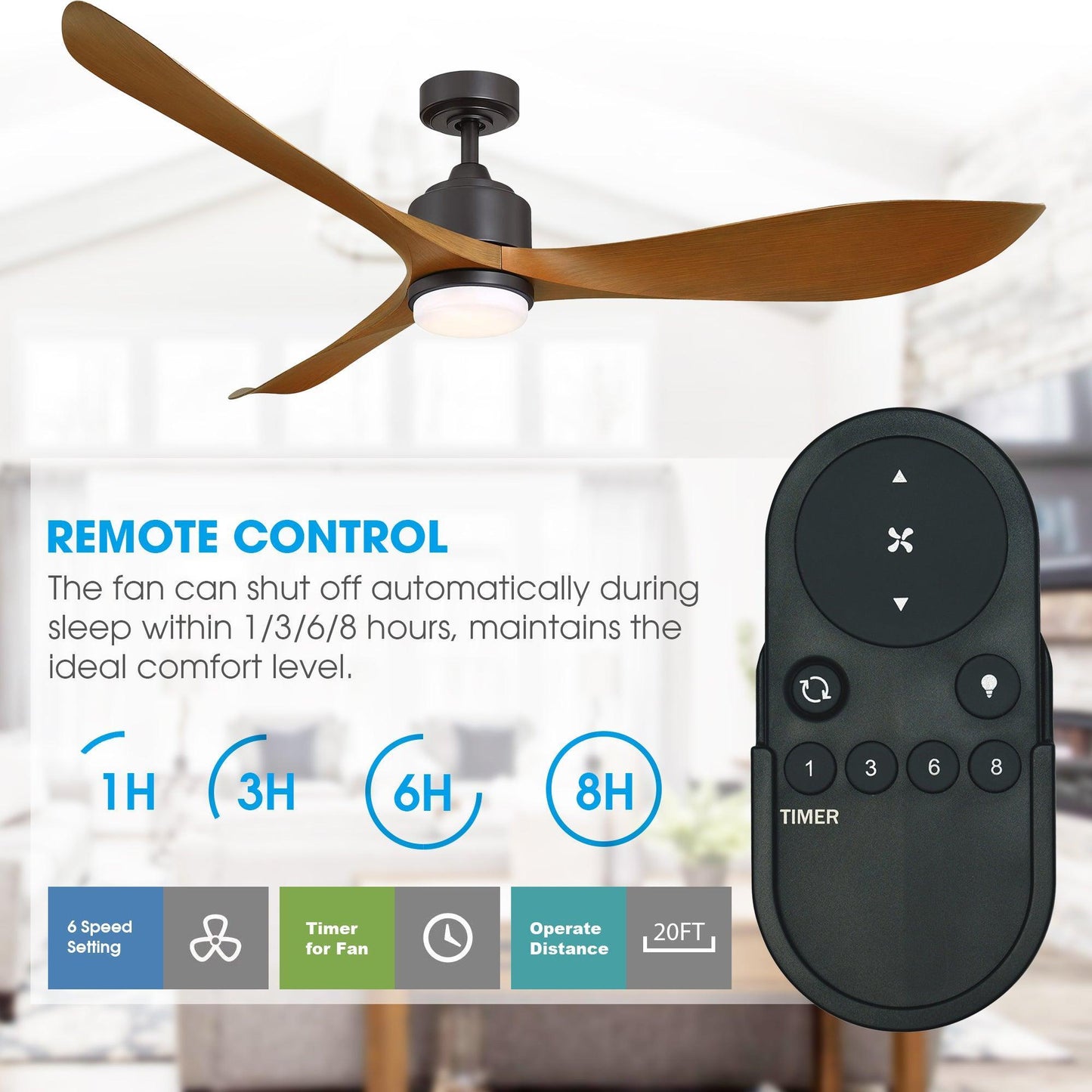 66" Misael Propeller Modern DC Motor Downrod Mount Reversible Ceiling Fan with LED Lighting and Remote Control - ParrotUncle
