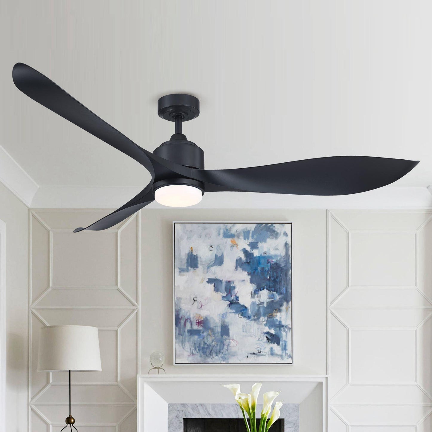 66" Misael Propeller Modern DC Motor Downrod Mount Reversible Ceiling Fan with LED Lighting and Remote Control - ParrotUncle