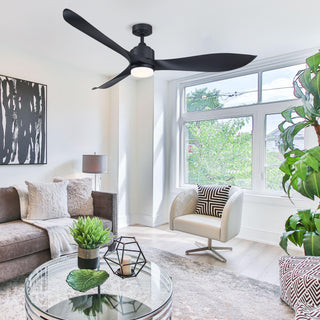 66" Misael Propeller Modern DC Motor Downrod Mount Reversible Ceiling Fan with LED Lighting and Remote Control - ParrotUncle