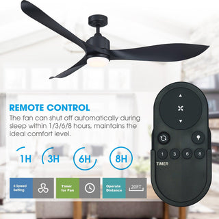 66" Misael Propeller Modern DC Motor Downrod Mount Reversible Ceiling Fan with LED Lighting and Remote Control - ParrotUncle