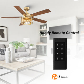 52" Lucknow Industrial Golden Reversible Ceiling Fan with Lighting and Remote Control