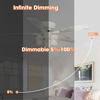 52" Traditional Flush Mount Reversible Ceiling Fan with Lighting and Remote Control