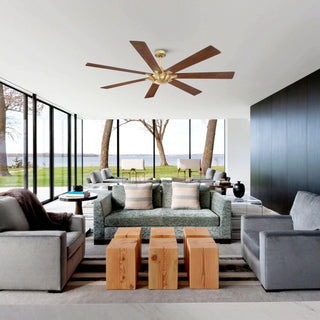 72" Modern DC Motor Brushed Nickel Downrod Mount Reversible Ceiling Fan with Remote Control - ParrotUncle