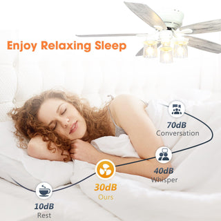 52" Traditional Flush Mount Reversible Ceiling Fan with Lighting and Remote Control