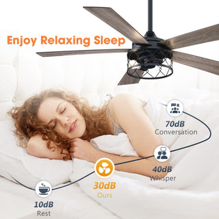 52" Mirelle Farmhouse Downrod Mount Reversible Ceiling Fan with Lighting and Remote Control