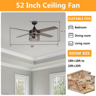 52" Mirelle Farmhouse Downrod Mount Reversible Ceiling Fan with Lighting and Remote Control