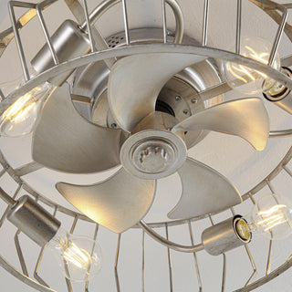 20 Inch Silver Flush Mount Ceiling Fan with Light APP and Remote Control