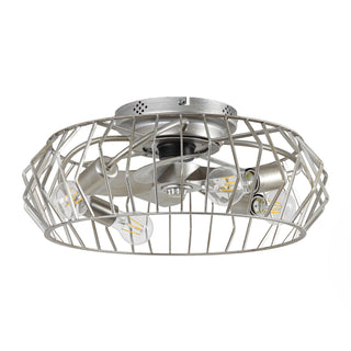 20 Inch Silver Flush Mount Ceiling Fan with Light APP and Remote Control