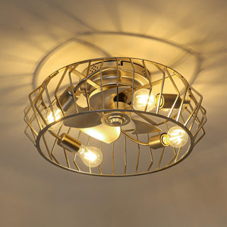 20 Inch Silver Flush Mount Ceiling Fan with Light APP and Remote Control