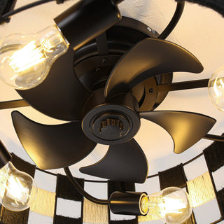 18 Inch Black Industrial Flush Mount Ceiling Fan with Light APP and Remote Control