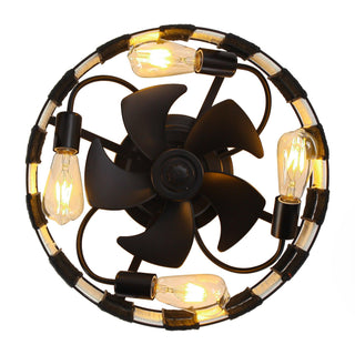 18 Inch Black Industrial Flush Mount Ceiling Fan with Light APP and Remote Control