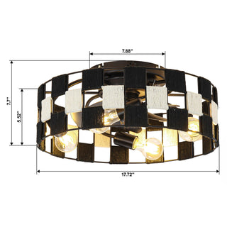 18 Inch Black Industrial Flush Mount Ceiling Fan with Light APP and Remote Control