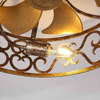 18 Inch Golden Industrial Flush Mount Ceiling Fan with Light APP and Remote Control