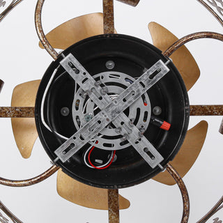 18 Inch Golden Industrial Flush Mount Ceiling Fan with Light APP and Remote Control