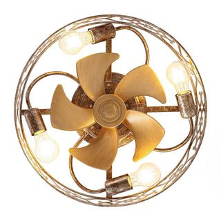 18 Inch Golden Industrial Flush Mount Ceiling Fan with Light APP and Remote Control