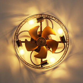 18 Inch Golden Industrial Flush Mount Ceiling Fan with Light APP and Remote Control