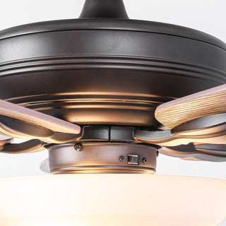 52" Traditional Pull Chain 5 Blades Downrod Flush Mount AC Motor Large Ceiling Fan with Light