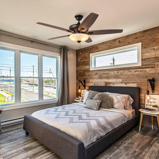 52" Traditional Pull Chain 5 Blades Downrod Flush Mount AC Motor Large Ceiling Fan with Light