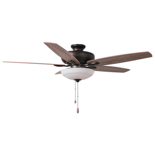 52" Traditional Pull Chain 5 Blades Downrod Flush Mount AC Motor Large Ceiling Fan with Light